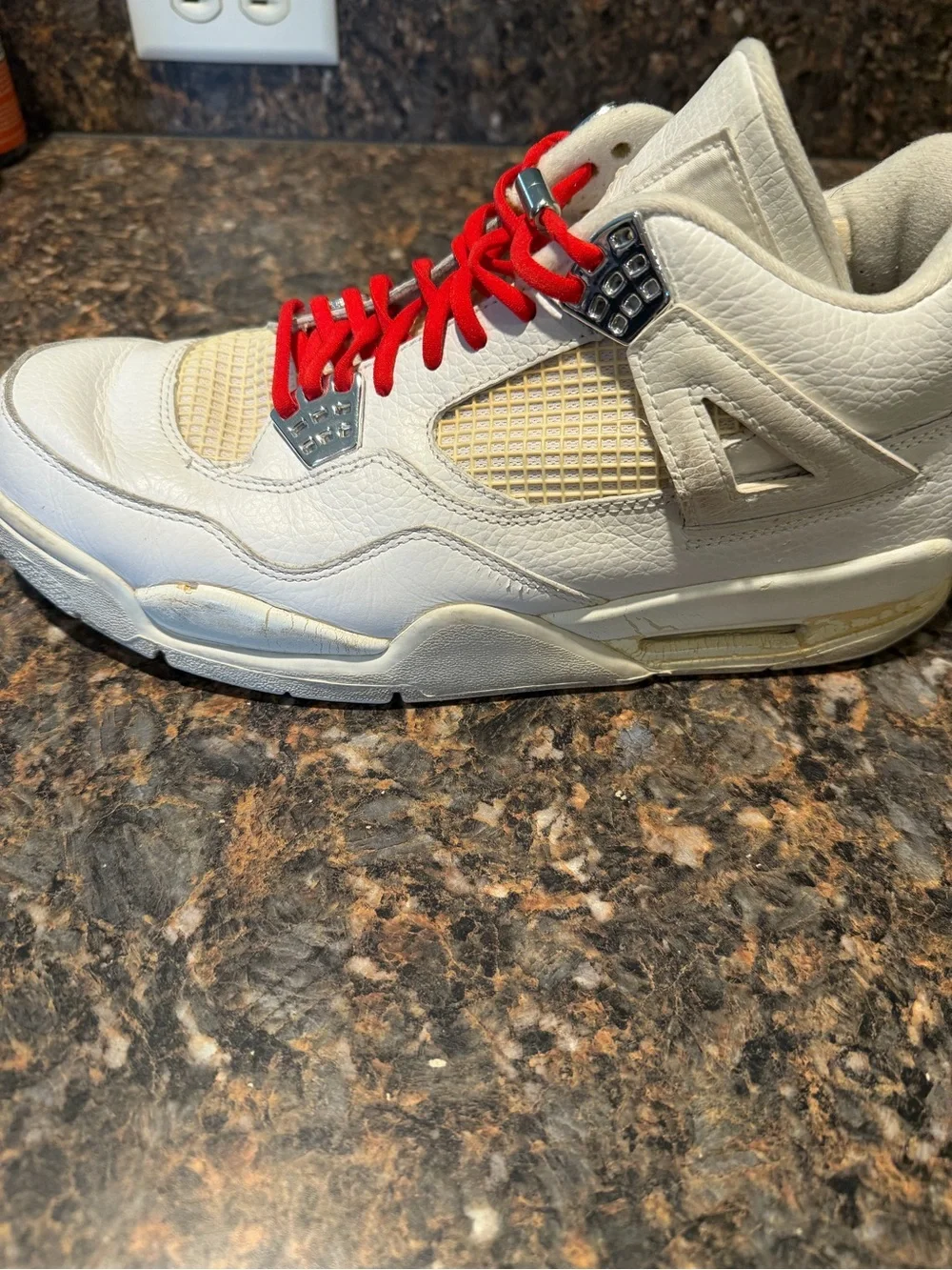 Jordan White Sneakers with Red Laces